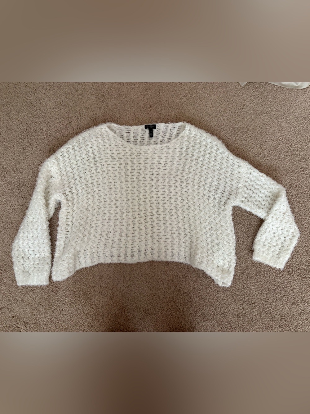 Jessica Simpson Cream Open-Knit Crewneck Sweater
